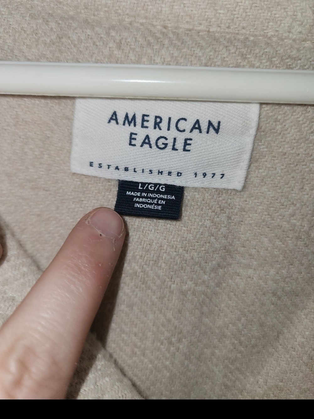 American Eagle Cream Button-Front Shacket - Picture 2 of 3